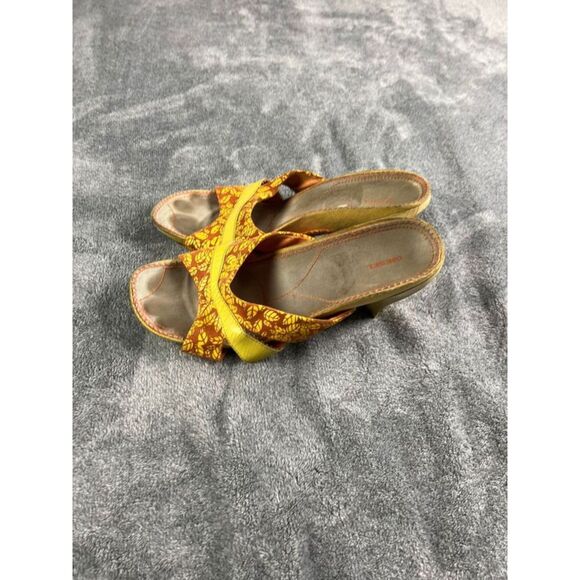 Diesel Faux Wooden Heel Sandals Yellow Orange Suede Leather Open Toe - Picture 6 of 10